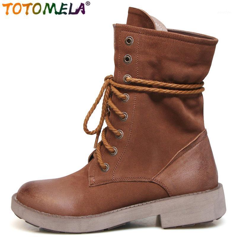 TOTOMELA 2020 Full genuine leather boots lace up retro cow leather winter warm snow boots round toe platform short ankle1, Black not fur
TOTOMELA 2020 Full genuine leather boots lace up retro cow leather winter warm snow boots round toe platform short ankle1, Black not fur