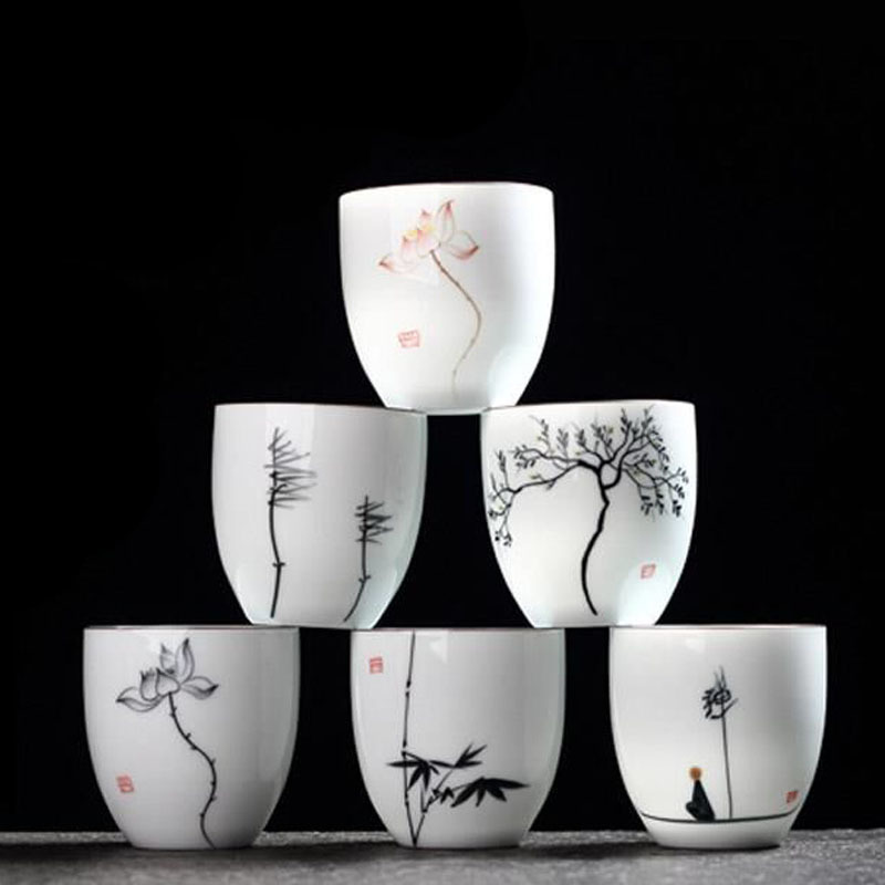 TANGPIN 6 pcs traditional ceramic tea cup handpainted sets of 6 s chinese kung fu porcelain Teas drinkware 150ml LJ200821