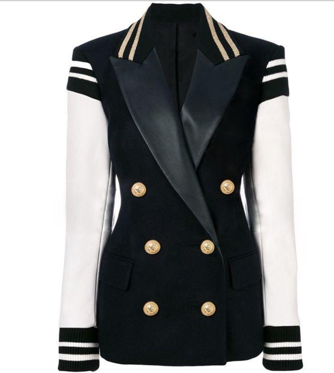 HIGH STREET New Fashion 2020 Stylish black & white Blazer Jacket Women' pu leatherette Sleeve Patchwork Lion Buttons Blazer, As pic
HIGH STREET New Fashion 2020 Stylish black & white Blazer Jacket Women' pu leatherette Sleeve Patchwork Lion Buttons Blazer, As pic