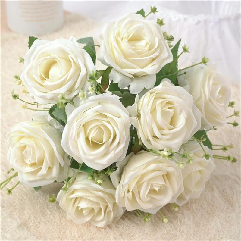 European Artificial Flowers Rose Simulation Flannel Flowers Bouquet Bride Bouquet Silk Flower Home Dec Party Wedding Decoration, White
European Artificial Flowers Rose Simulation Flannel Flowers Bouquet Bride Bouquet Silk Flower Home Dec Party Wedding Decoration, White