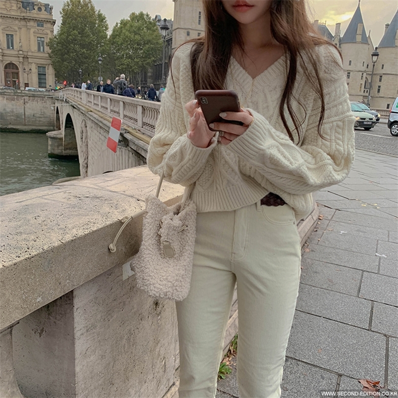 Women Sweater pullover Female knitting overszie sweaters Long Sleeve Girls Tops Loose Elegant Knitted Outerwear thick sexy 201223
