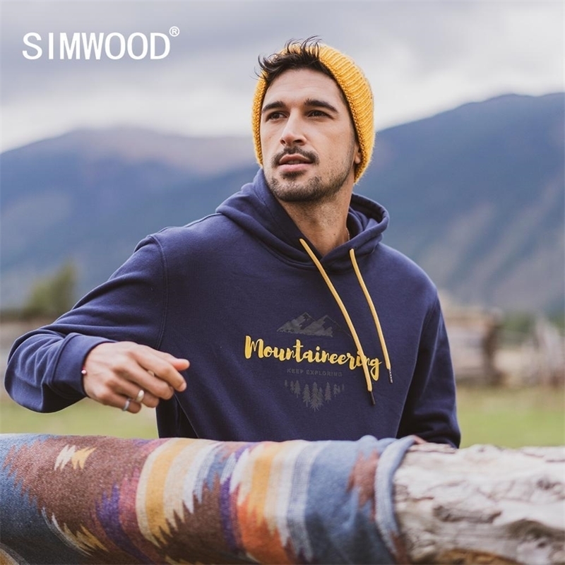 Autumn winter hooded hoodies 100 cotton letter Mountain print contrast color sweatshirts plus size SI980565 201020