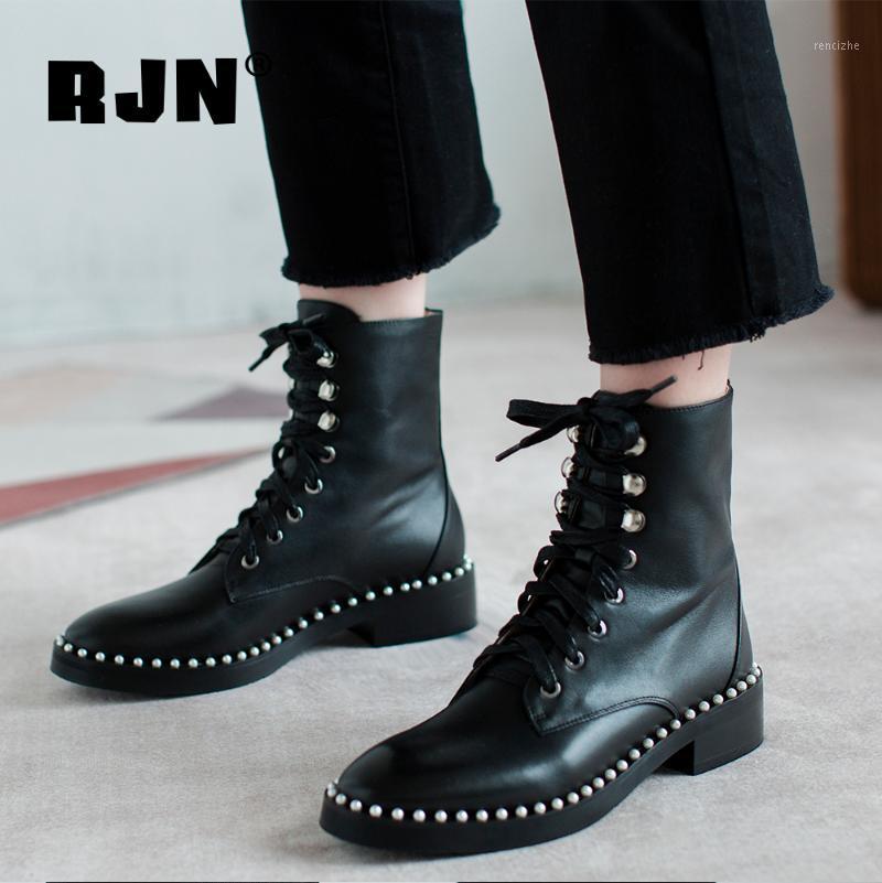 RJN Stylish Ankle Boots Pearl Decoration Round Toe High Quality Genuine Leather Lace-up Women Shoes Anti-skid Casual Boots RO1821, Black cow leather
RJN Stylish Ankle Boots Pearl Decoration Round Toe High Quality Genuine Leather Lace-up Women Shoes Anti-skid Casual Boots RO1821, Black cow leather