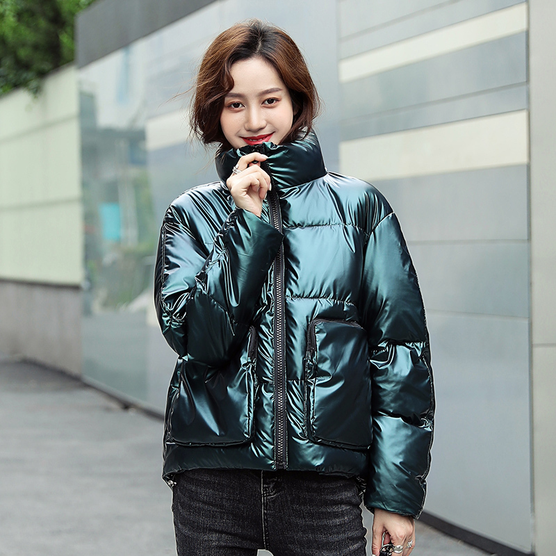 New Winter Jacket Coats Women Short Glossy Waterproof Down Cotton Parkas Female Big Pocket Shiny Warm Thick Parkas outwear 200928