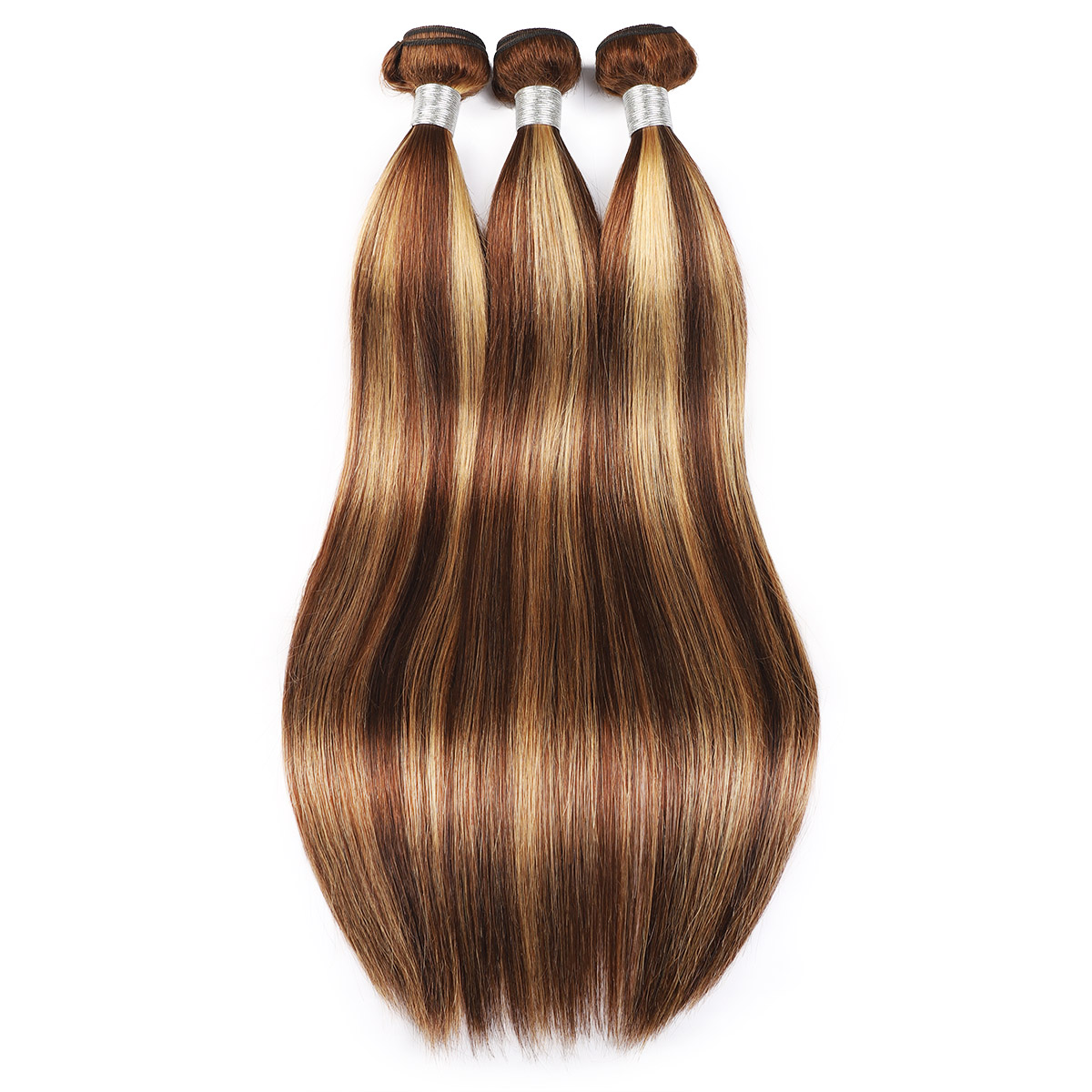 Ishow Wefts Straight Highlight 4/27 Ombre Color Brown Human Hair Bundles 8-28inch Brazilian Body Wave Peruvian Virgn Hair Extensions for Women All Age