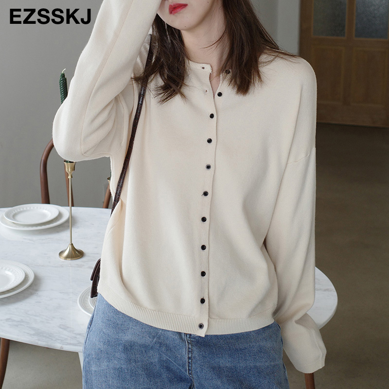 Lazy O-neck oversize loose Sweater cardigans jacket coat women sweater Korea cardigan jacket coat outwear TOP 201203