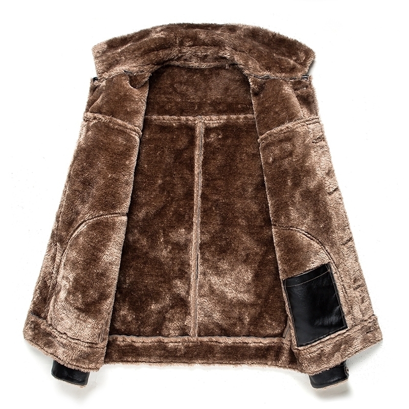 Men's Suede Fur Coat Winter Lapel Fashion Vintage Motorcycle Jacket Men Casual Warm Thick Fleece Windproof Outerwear 201127