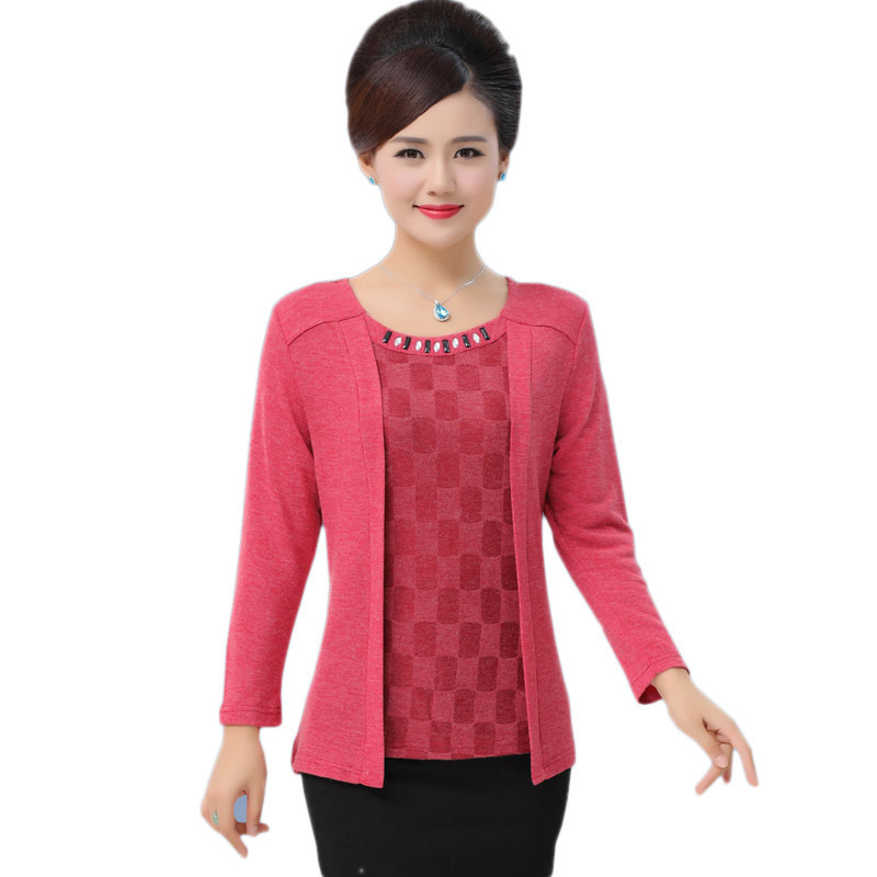 NIFULLAN Fake Two Pieces T Shirt Women Long Sleeve Top Pullovers Spring Fall New Fashion Mother Plus Size O-neck Tee Shirt Femme 201125, Red
NIFULLAN Fake Two Pieces T Shirt Women Long Sleeve Top Pullovers Spring Fall New Fashion Mother Plus Size O-neck Tee Shirt Femme 201125, Red