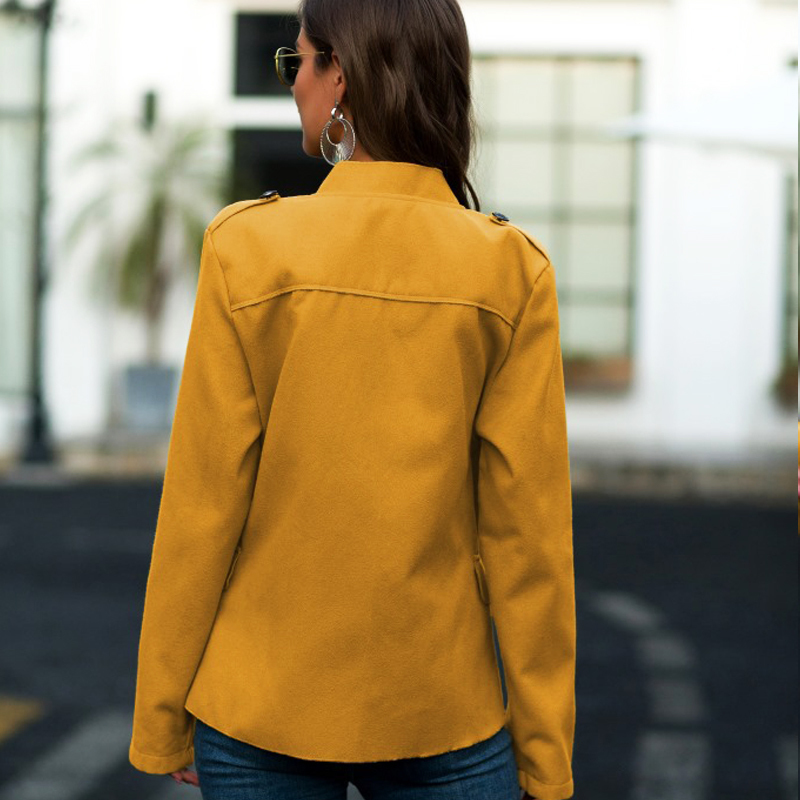 Autumn button Woolen jacket coats women Stand collar buckle double-sided woolen irregular jacket suit female jackets coat 201030