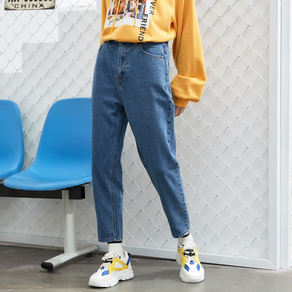 Metersbonwe Spring New Jeans For Women Jeans Woman Blue Denim Pants High Quality High Waist Straight Casual Street Jeans 201109