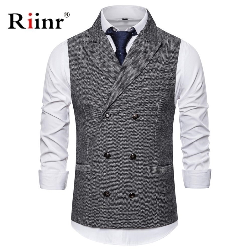 Mens Formal Double Breasted Vests Classic Suit Gilet Homme Slim Fit Coffee Waistcoat Men Marriage Chalecos Para Hombre 201106