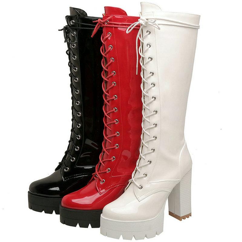New Fashion Spring Autumn Black Mid Calf Boots Woman Sexy High Heels Square Platfrom Combat Boots Women Shoes Big Size 43
New Fashion Spring Autumn Black Mid Calf Boots Woman Sexy High Heels Square Platfrom Combat Boots Women Shoes Big Size 43
