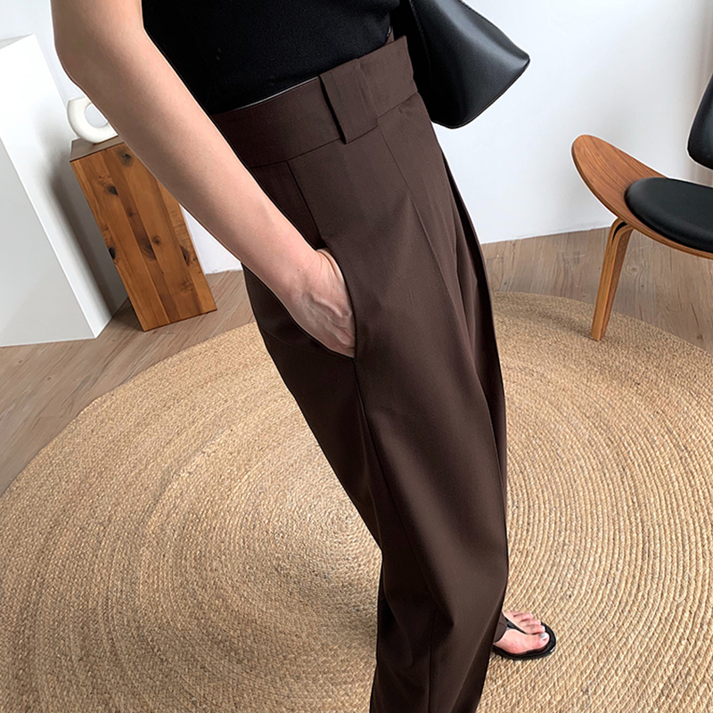 TWOTWINSTYLE Black Korean Women's Pants High Waist Pocket Elegant Straight Trousers Female Clothing Autumn Fashion New 201111