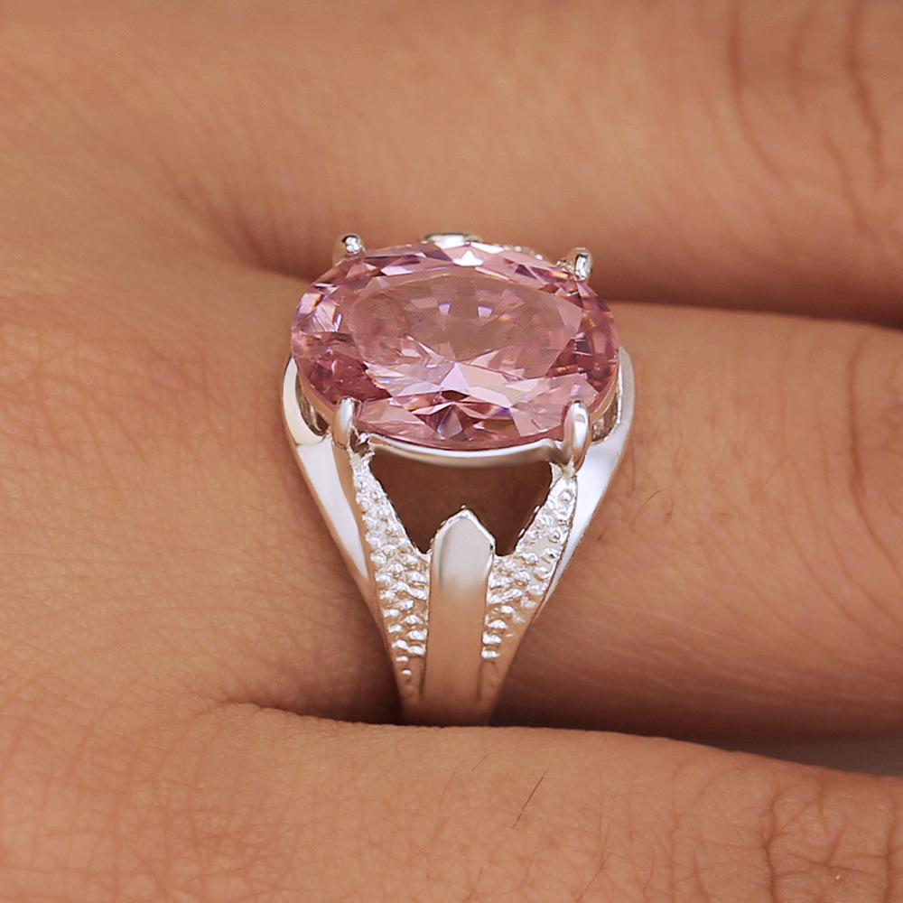 New Hot Selling Super Large Oval Pink Zircon Ring for Versatile Women's Silver Plated Ring
New Hot Selling Super Large Oval Pink Zircon Ring for Versatile Women's Silver Plated Ring