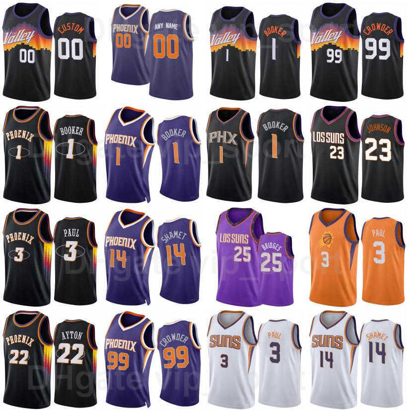 

75th Anniversary Print Basketball Mikal Bridges Jersey 25 Chris Paul 3 Jae Crowder 99 Frank Kaminsky 8 JaVale McGee 00 Devin Booker 1 DeAndre Ayton 22 Landry Shamet 14, 75th black