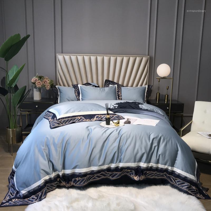 1000TC Egyptian Cotton Bedlinen Blue Embroidery Duvet Cover Pillowcase Flat Sheet Queen King Size 4pcs1, As pic
1000TC Egyptian Cotton Bedlinen Blue Embroidery Duvet Cover Pillowcase Flat Sheet Queen King Size 4pcs1, As pic