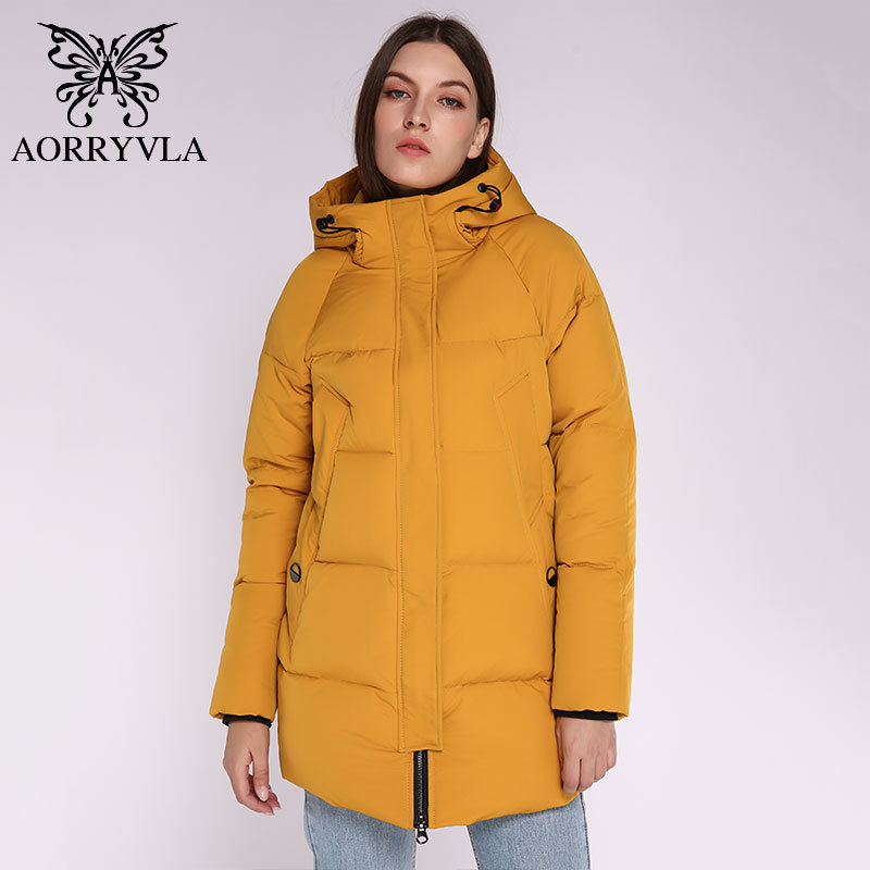 AORRYVLA Casual Women Winter Jacket Long Hooded Cotton Padded Female Coat High Quality Warm Outwear Woman Parkas Plus Size 201019
