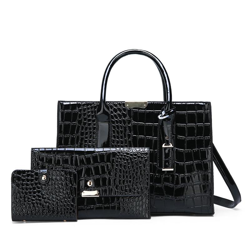 2021 New Style Crocodile Grain A Three-piece Hand Bags Cross Body Bag Woman Single Shoulder Bag, Black
2021 New Style Crocodile Grain A Three-piece Hand Bags Cross Body Bag Woman Single Shoulder Bag, Black
