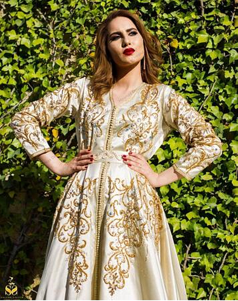Luxury Ivory Moroccan Caftan Evening Dresses Full Sleeves Beaded Golden Appliques Sash Muslim Dubai Saudi Arabic Formal Gowns Prom Dress