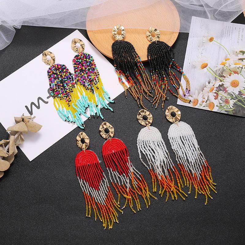 Fashion Women Bohemian Large Colorful Bead Tassel Dangle Earring Handmade Acrylic Statement Earrings Wedding Party Charm Jewelry
Fashion Women Bohemian Large Colorful Bead Tassel Dangle Earring Handmade Acrylic Statement Earrings Wedding Party Charm Jewelry