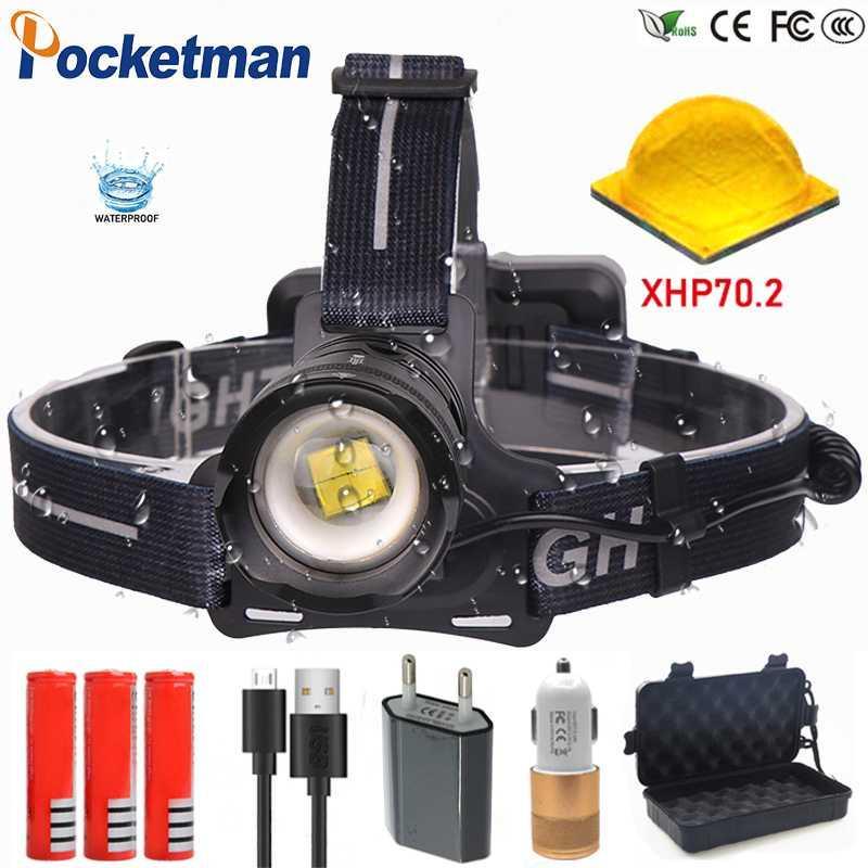 62000LM LED Headlight XHP70.2 Super Bright Headlamp Zoomable Head Light USB Head Torch with rechargeable 18650 Battery1
62000LM LED Headlight XHP70.2 Super Bright Headlamp Zoomable Head Light USB Head Torch with rechargeable 18650 Battery1