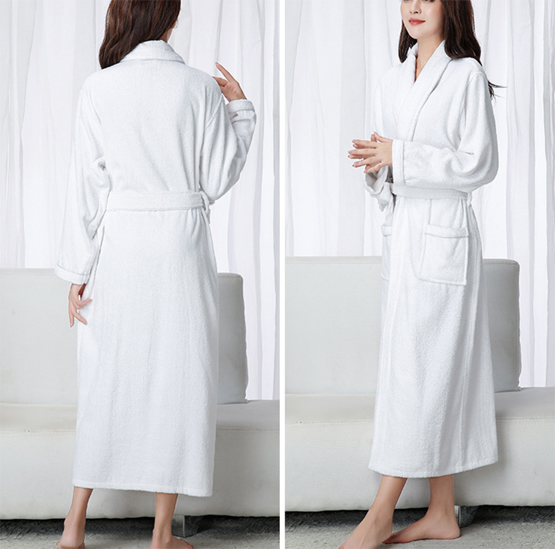 Winter cotton terry thick bathrobe women homewear robe solid dressing gowns for women large size 210203