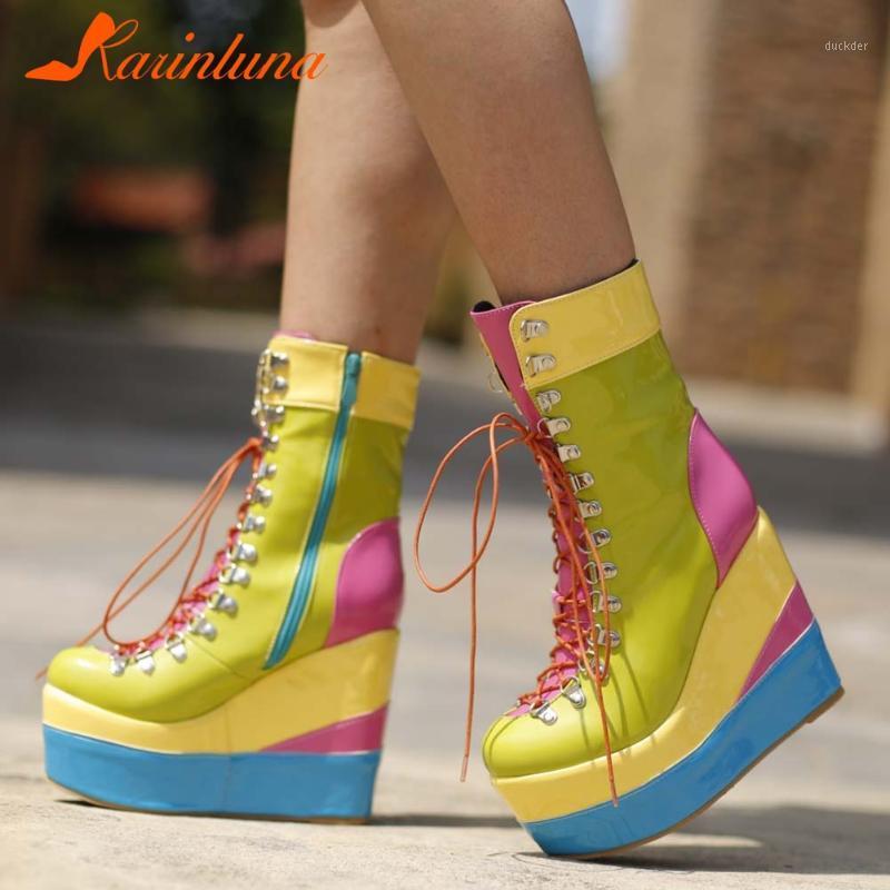 women's 2021 new arrival hot sale wholesale shoes mixed color punk gothic shoelace round toe platform wedges heel ankel boots1, Yellow
women's 2021 new arrival hot sale wholesale shoes mixed color punk gothic shoelace round toe platform wedges heel ankel boots1, Yellow