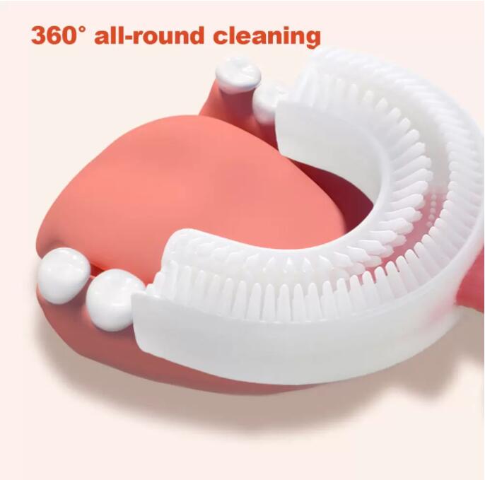 Baby Kids Teethers Health Care Brushes U-Shape 360 Degree Soft Silicon Hand Oral Cleaning Tooth For Boy Girl Age 2-12T