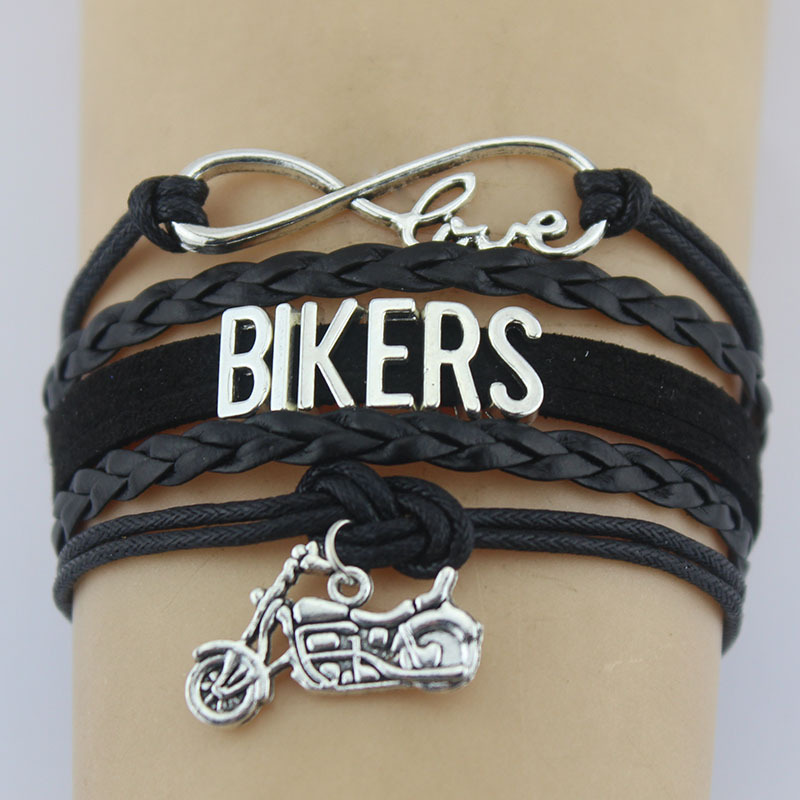 Silver Plated Infinity Love Bikers Motorcycle Bike Motor Charms Bracelet Adjustable Leather Bracelets for Women Men Jewelry 
Silver Plated Infinity Love Bikers Motorcycle Bike Motor Charms Bracelet Adjustable Leather Bracelets for Women Men Jewelry