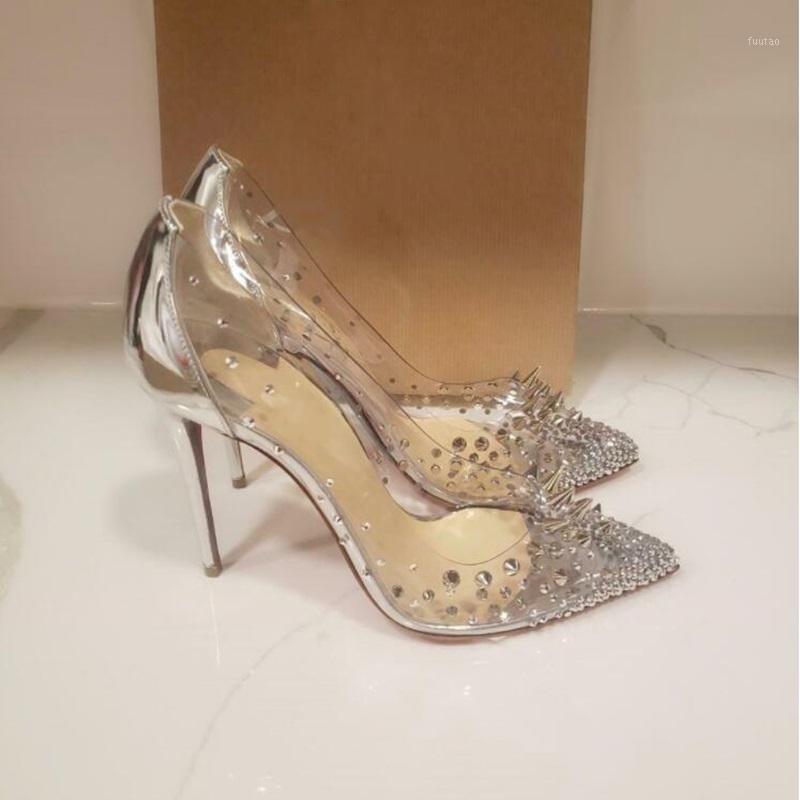 Clear PVC High Heel Shoes Silver Leather Crystal Rivets Pointed Toe Patchwork Shoes Stiletto Heels Spikes Dress Big Size451, As picture
Clear PVC High Heel Shoes Silver Leather Crystal Rivets Pointed Toe Patchwork Shoes Stiletto Heels Spikes Dress Big Size451, As picture