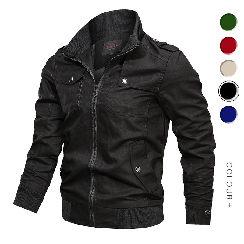 Jacket Men Spring Autumn Cotton Windbreaker Pilot Coat Men's Bomber Jackets Cargo Flight Jacket Male Clothes Plus Size 4XL 201127