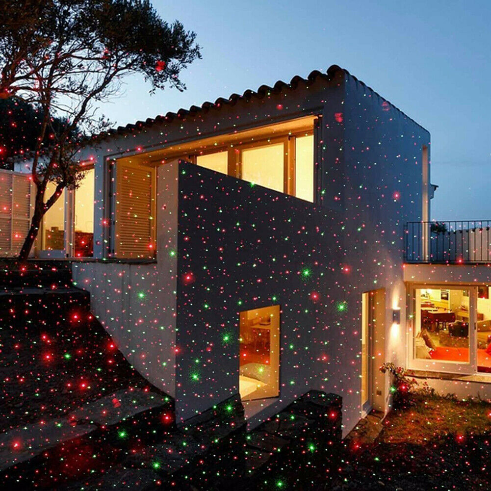Christmas Laser Star Light RGB Shower LED Gadget MOTION Stage Projector Lamps Outdoor Garden Lawn Landscape 2 IN 1 Moving Full Sky