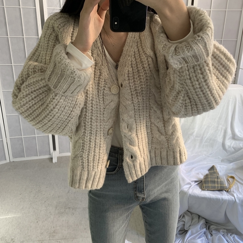 Colorfaith New Autumn Winter Women's Sweaters V-Neck Buttons Cardigans Oversize Fashionable Korean Ladies Knitwears SWC755 201030