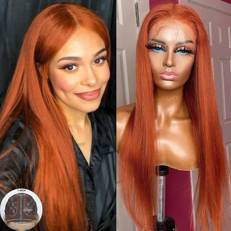 Ginger Orange Lace Wigs Straight Brazilian Remy Pre Plucked T Part Lace Wig Bleached Knots 180% Front Human Hair Wigs
Ginger Orange Lace Wigs Straight Brazilian Remy Pre Plucked T Part Lace Wig Bleached Knots 180% Front Human Hair Wigs