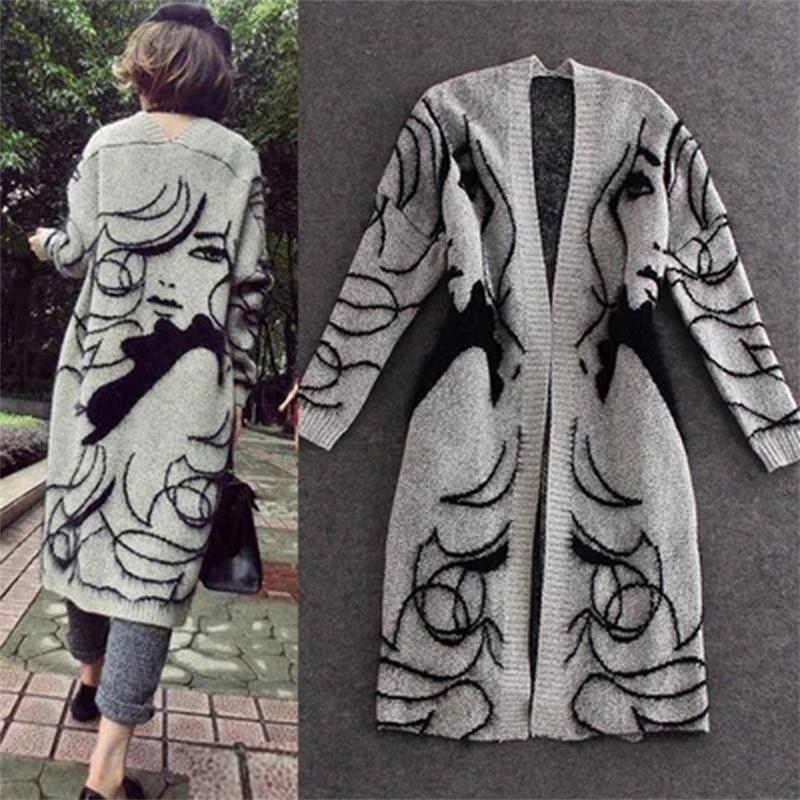 New Autumn Winter Rabbit Hair Blend Knitted Cardigans Women Girl Print Jumper Sweater Thicken Maxi Cardigan Coat Oversized Y200910, Black
New Autumn Winter Rabbit Hair Blend Knitted Cardigans Women Girl Print Jumper Sweater Thicken Maxi Cardigan Coat Oversized Y200910, Black