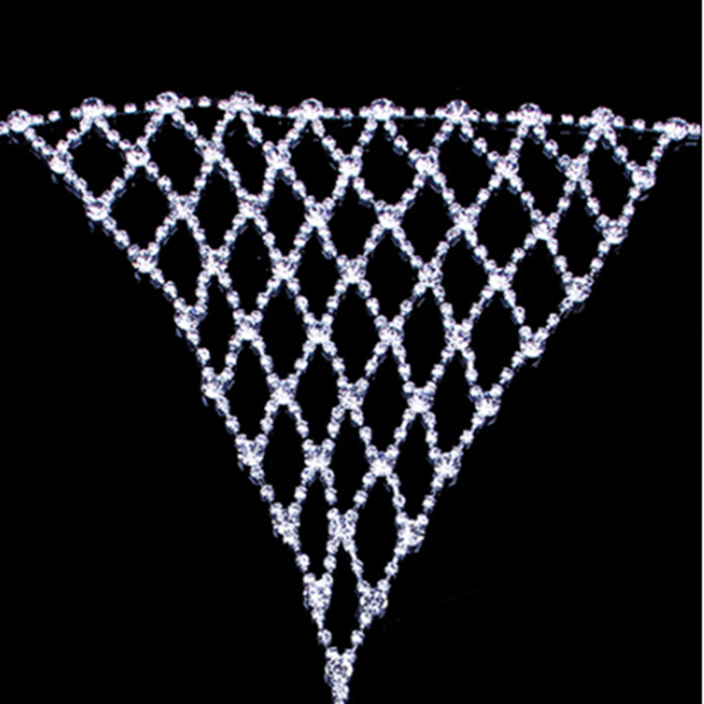 New Lovers Sexy Mesh Body Chain Necklace Crystal Bra and Thong Panties for Women Rhinestone Body Accessories Jewelry Underwe Set T200508