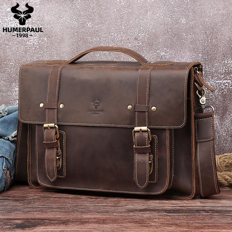 HUMERPAUL Crazy Horser Men Briefcase Bag Business Genuine Leather Shoulder Laptop Bags Office Messenger Tote Vintage Bolsas1, Coffee
HUMERPAUL Crazy Horser Men Briefcase Bag Business Genuine Leather Shoulder Laptop Bags Office Messenger Tote Vintage Bolsas1, Coffee