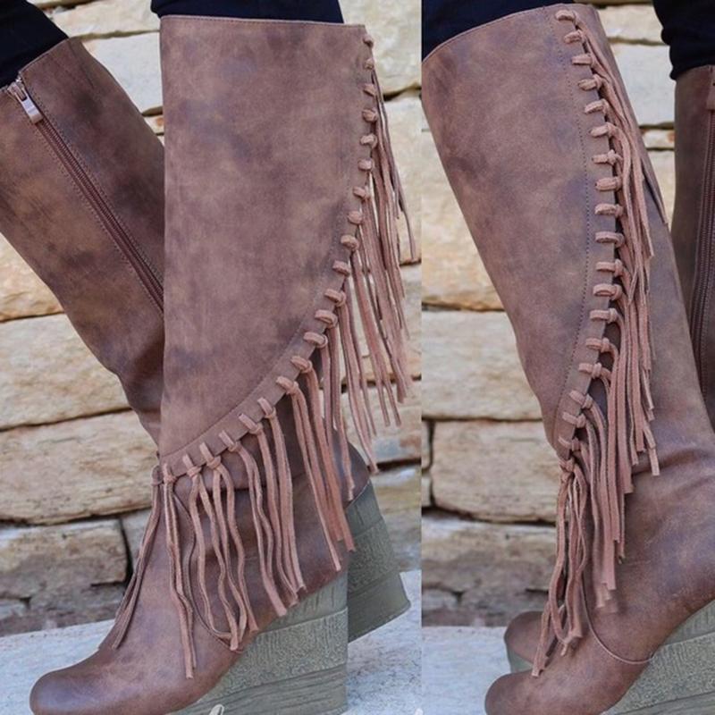 Women Boots PU Leather FringeRetro Casual Womans Booties Gladiator High Heel Shoes Ladies Fashion Botas Mujer Invierno TW635, Brown
Women Boots PU Leather FringeRetro Casual Womans Booties Gladiator High Heel Shoes Ladies Fashion Botas Mujer Invierno TW635, Brown