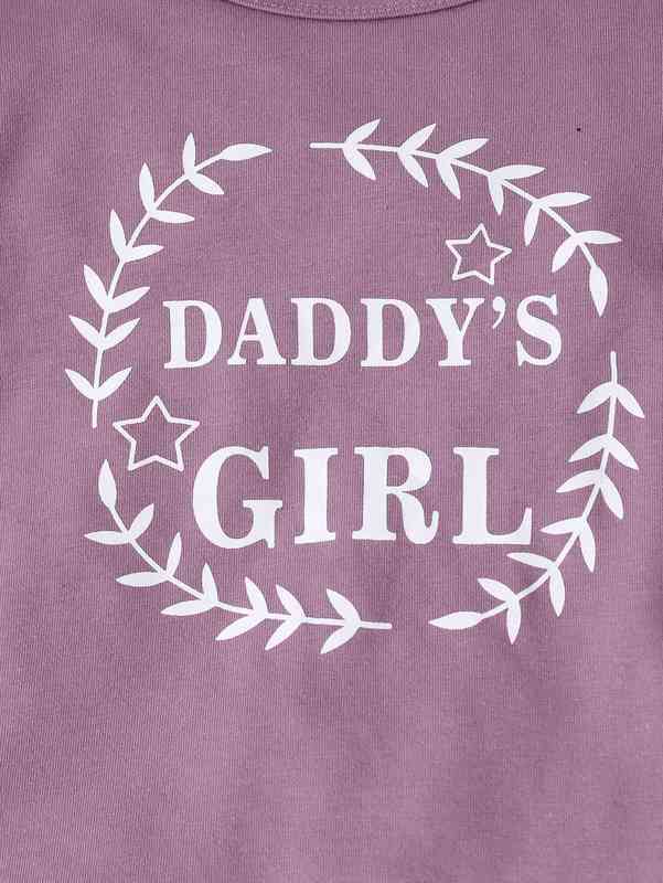 Baby Letter Graphic Tee & Floral Print Bow Front Pants With Headband SHE