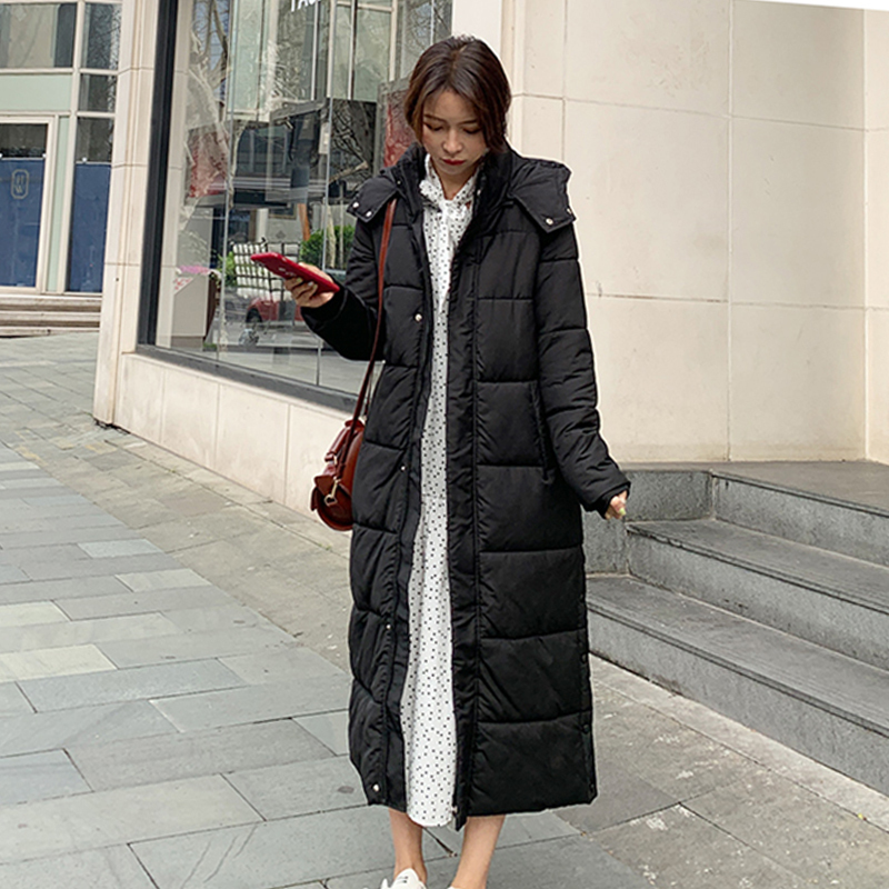 Stand Collar Parka Winter Women's Coat Oversize Female Hooded Long Down Cotton Jacket Ladies Autumn New Fashion 201110