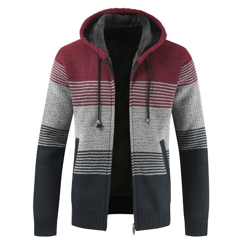 Men's Sweater Coat Spring Autumn Mens Colorblock Hooded Stripe Coat Thick Zipper Wool Sweater Slim-fit Cardigan Jumpers Male 201117, Blue
Men's Sweater Coat Spring Autumn Mens Colorblock Hooded Stripe Coat Thick Zipper Wool Sweater Slim-fit Cardigan Jumpers Male 201117, Blue