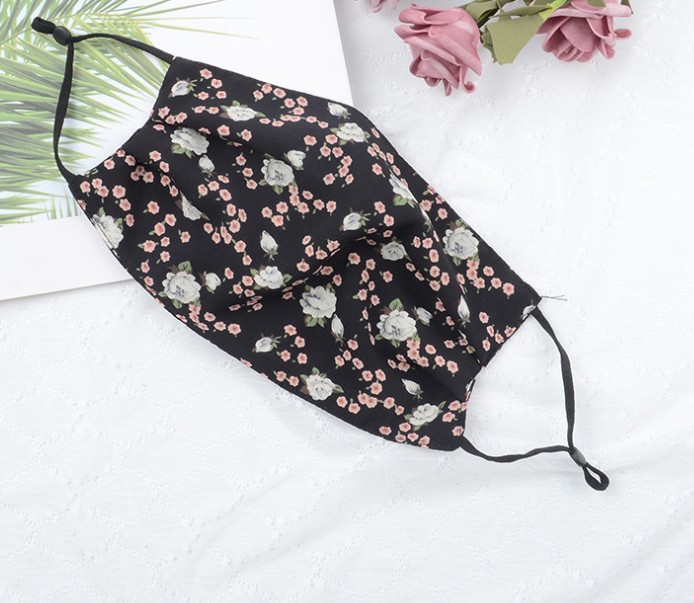Women Designer Mask Flower Chiffon mask thin double layer breathable sunscreen adjustable face mask 4 colors