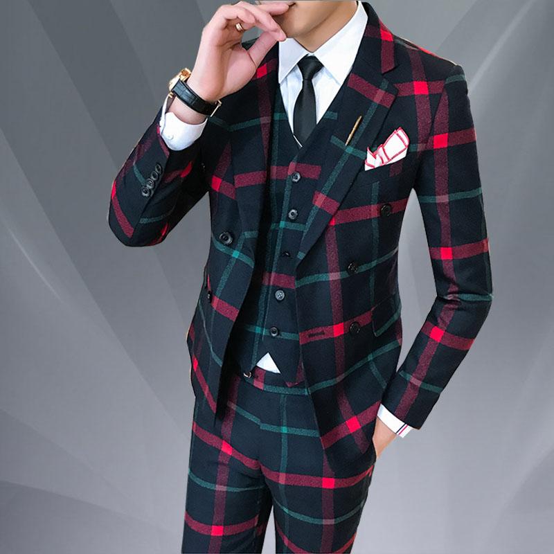 New polyester single buckle plaid small suit suit men' business slim groom groomsmen wedding three-piece
New polyester single buckle plaid small suit suit men' business slim groom groomsmen wedding three-piece