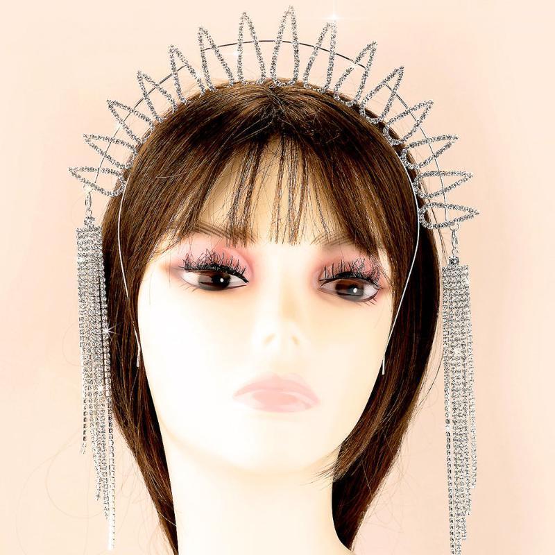 Luxury Rhinestone Long Tassel Hair Hoop Wedding Bridal Headdress Ladies Shiny Crystal Headband Crown Gift Clips & Barrettes, Golden;silver
Luxury Rhinestone Long Tassel Hair Hoop Wedding Bridal Headdress Ladies Shiny Crystal Headband Crown Gift Clips & Barrettes, Golden;silver