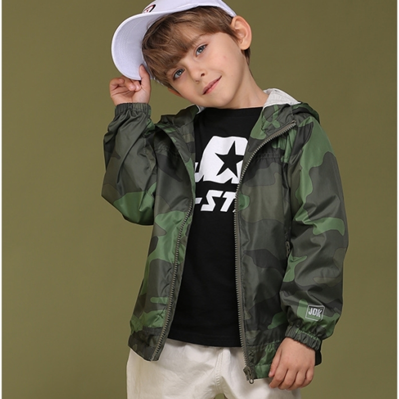 Boys Camouflage Coat Spring Autumn New Children's Casual Loose Hooded Coat Fashion Clothes Jacket For Kids Outwear Outfits 201126