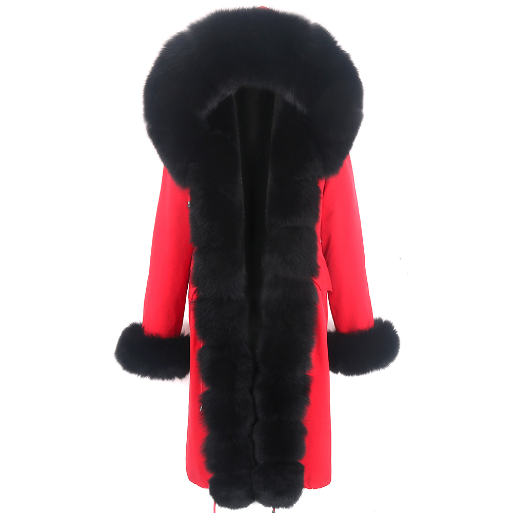 Women Winter jacket X-long waterproof parka faux fur linner Real raccoon fox fur collar hood warm streetwear for ladies new 201103
