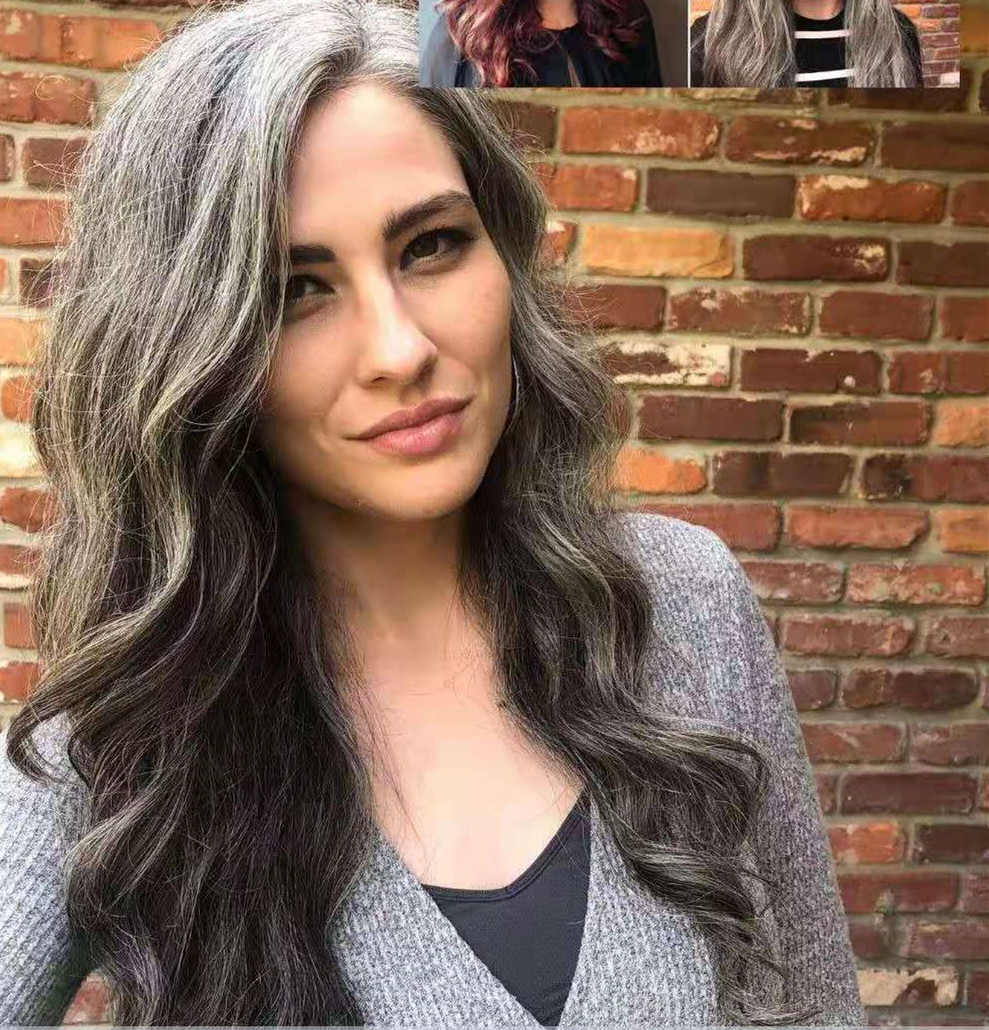 salt n pepper natural highlights grey ponytail hair extension drawstring clip gray ponytail hairpiece curly wavy side part 120g