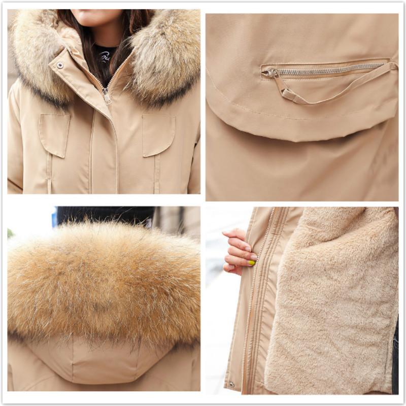 Womens Down Parkas Winter Coat Women Fleece Cotton Padding Fur Hooded Slim Waist Drawstring Thick Long Jacket Solid Mujer AAA Discount for in-store pu