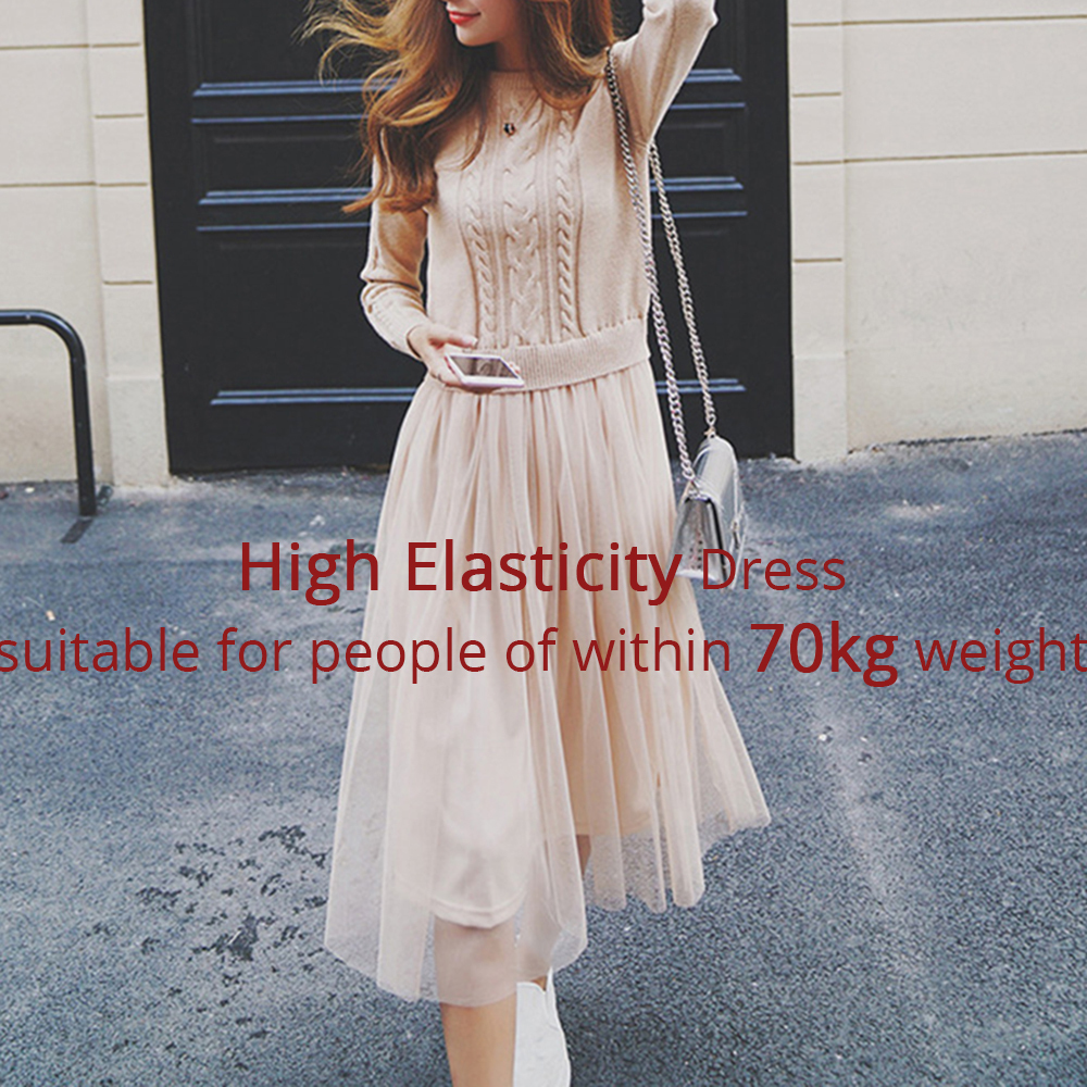 Jocoo Jolee Autumn Winter Dress Elegant Ladies O Neck Long Sleeve Sweater Knitted Midi Dress High Elstic Mesh Warm Women Dress 201029
