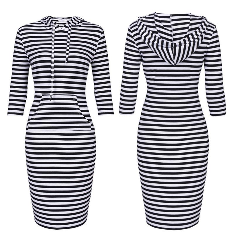 Korean Women Bodycon Hoodie Dress 3/4 Sleeve Striped Pullover Loose Slim Casual Fashion Long Sweatshirt Spring Autumn Clothes, Red-stripe
Korean Women Bodycon Hoodie Dress 3/4 Sleeve Striped Pullover Loose Slim Casual Fashion Long Sweatshirt Spring Autumn Clothes, Red-stripe